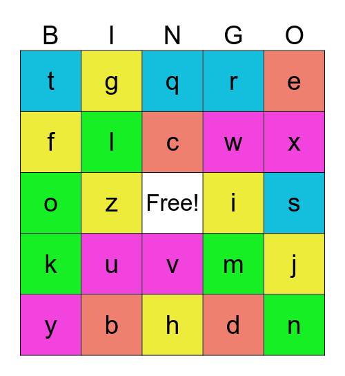 Alphabet Bingo Card