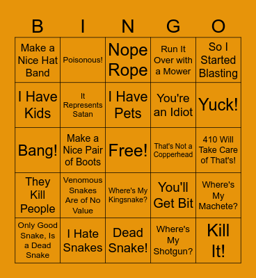 Copperhead Hater's Lingo Bingo Card