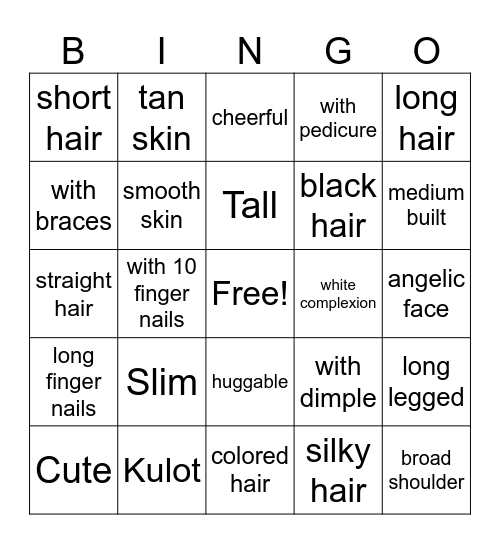 Katangian Bingo Card