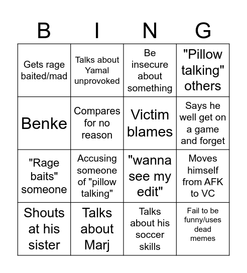 Sai Bingo VC Bingo Card