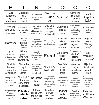 Halo Infinite Bingo Card Bingo Card