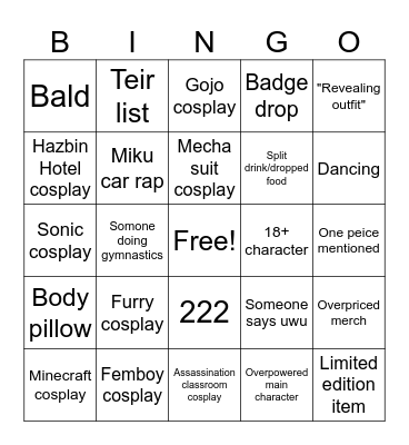 Anime North Bingo Card