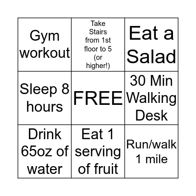 B I N G O - For Your Health Bingo Card