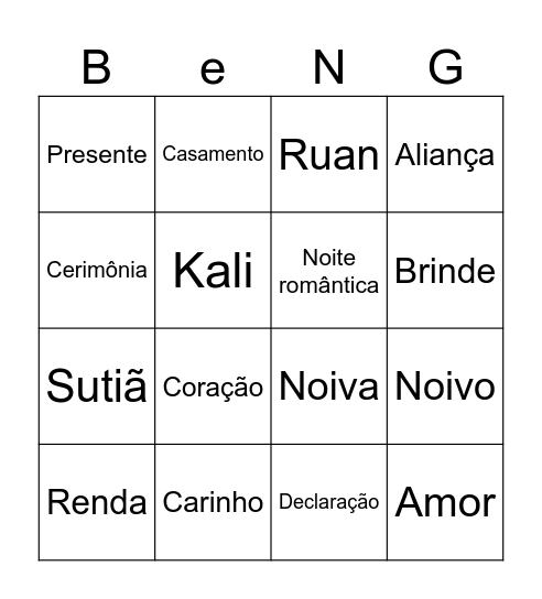 Bingo sem título Bingo Card