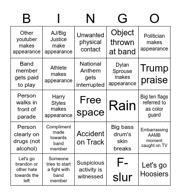 Indy 500 Race Day 2025 Bingo Card