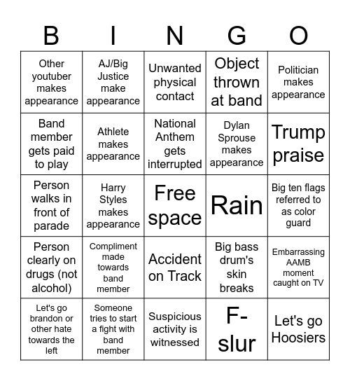 Indy 500 Race Day 2025 Bingo Card