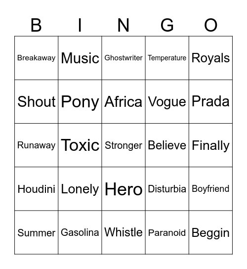One word titles bb Bingo Card