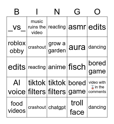 Ultimate youtube shorts bingo Card
