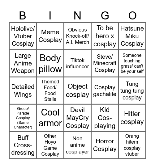 Convention Bingo Card