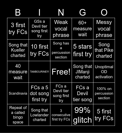 LB Bonus Vocal Bingo Card