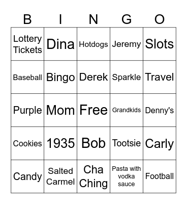 NaNa's 90th Birthday Bingo Card