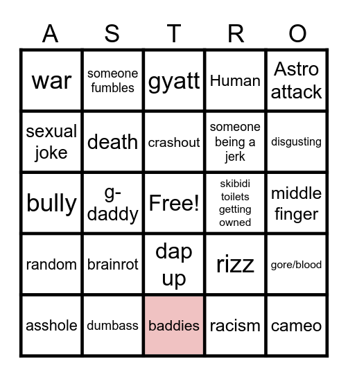 Skibidi Toilet Bingo card Bingo Card