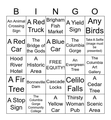 Gorge Learning Tour Bingo! Bingo Card
