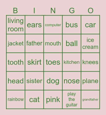 KIDS BOX 1 Bingo Card