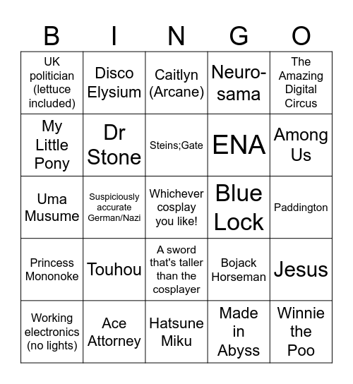 London MCM May 2025 Bingo Card