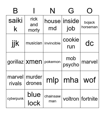 comci con Bingo Card