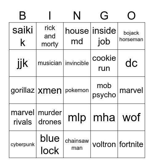 comci con Bingo Card