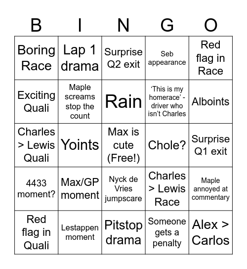 MONACO Bingo Card