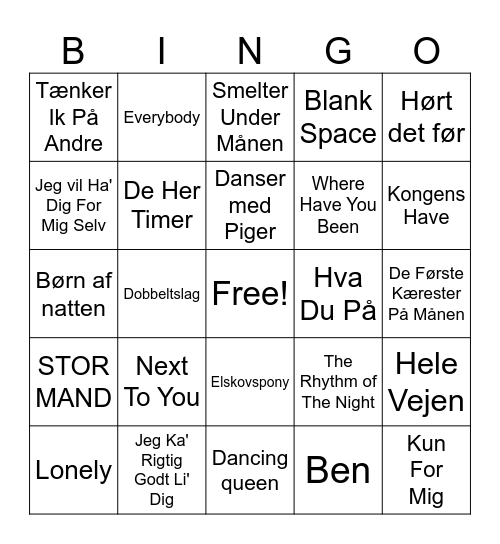 25 ÅR!! Bingo Card