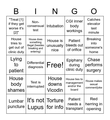 House MD Bingo Card