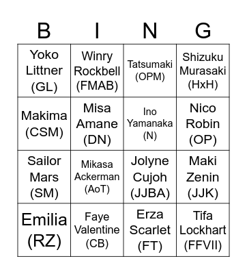 Anime North 2025 Bingo Card