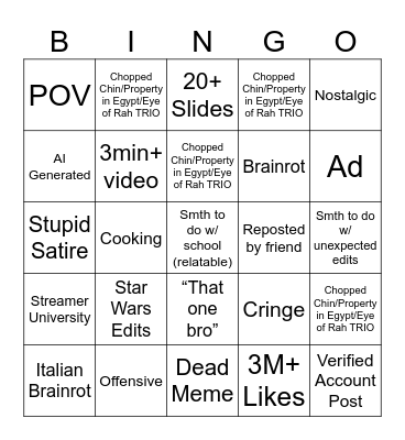 TikTok Bingo 2025 Edition Bingo Card