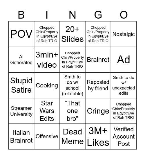 TikTok Bingo 2025 Edition Bingo Card