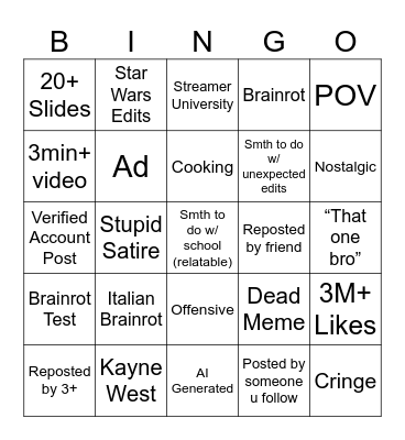 TikTok Bingo 2025 Edition Bingo Card