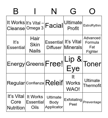 It Works! Bingo Card