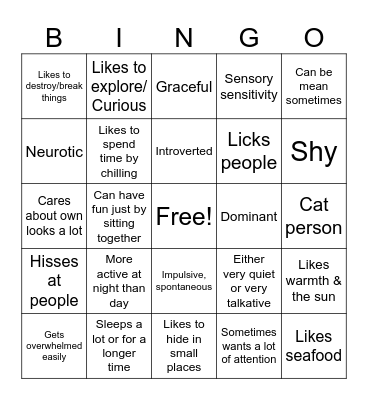 Catgirl/Catboy/Catenby bingo Card