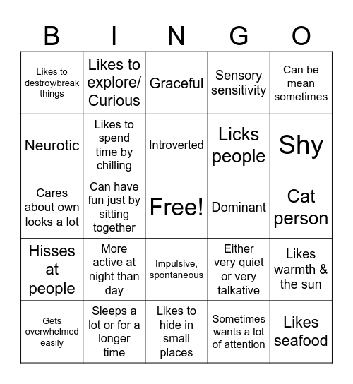 Catgirl/Catboy/Catenby bingo Card