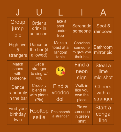 Citrus & Sin Bar Crawl 🥂 Bingo Card