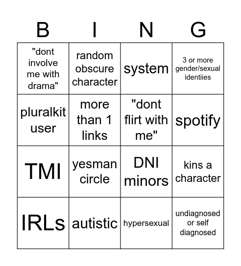 PonTown Bingo Card