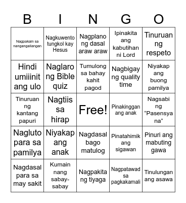 VICTORY NASUGBU - COUPLE'S GATHERING Bingo Card