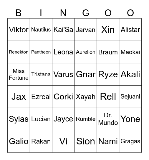 G2 vs FNC Bingo Card