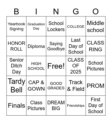 DARIUS GRADUATION Bingo Card