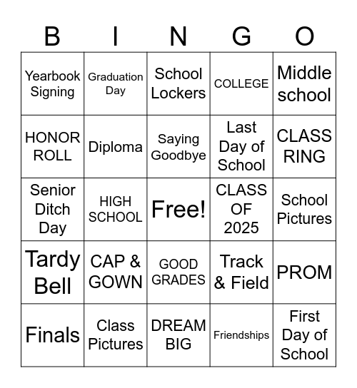 DARIUS GRADUATION Bingo Card