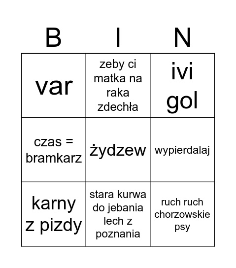 bingo zydzew Bingo Card