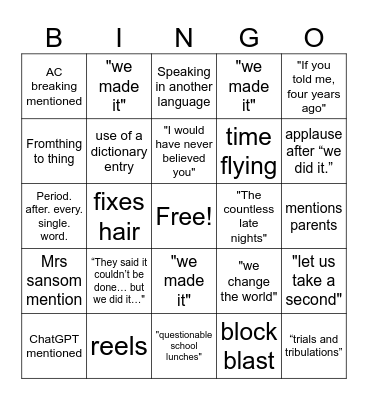 Graduation Quotes Bingo Card