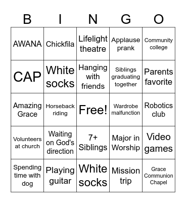 Homeschool Graduation Bingo Card