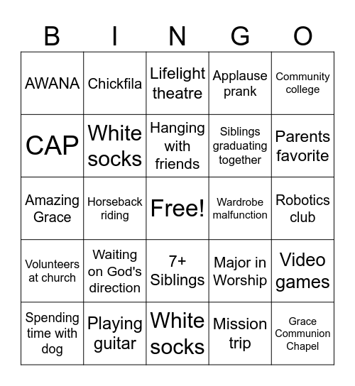Homeschool Graduation Bingo Card