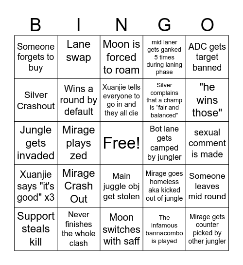 Bingor Bingo Card