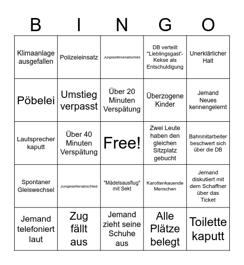 Zug-Bingo Card