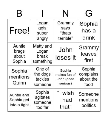 Graduation Bingo Card