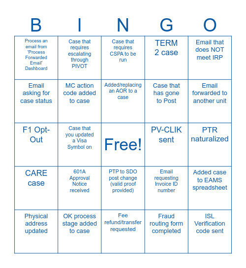 Written Correspondence BINGO! Bingo Card