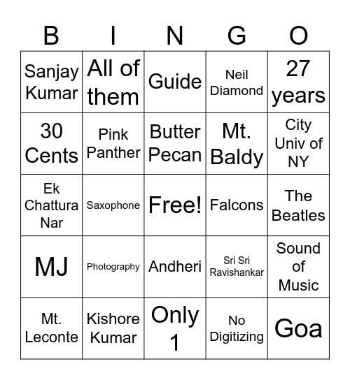 Shri BDAY Bingo Card
