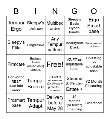 Memorial Day Bingo Card