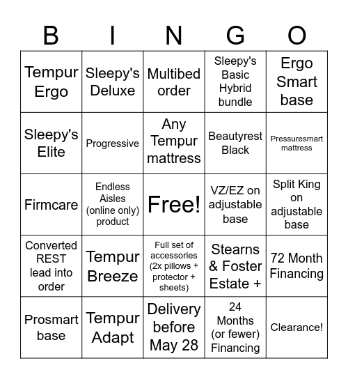 Memorial Day Bingo Card