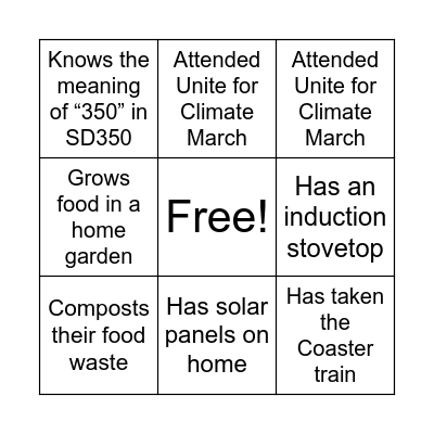 Bingo for May 25 Bingo Card