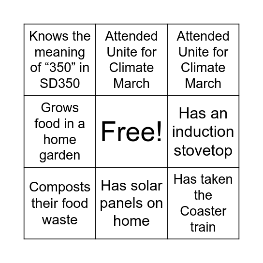 Bingo for May 25 Bingo Card